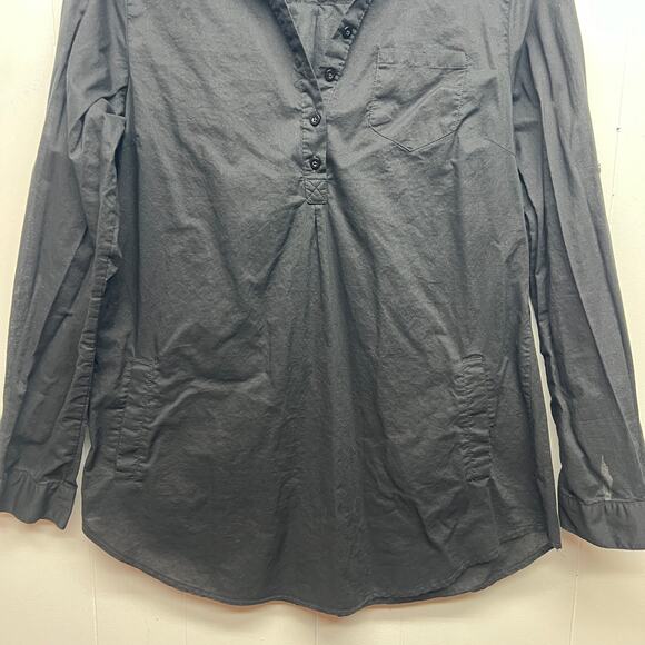 Prototype Womens Vtg 1/4 Button Long Sleeve Black Shirt Size Medium Side Pockets - Picture 4 of 13